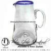 Jarra lechera Borde de color Azul Cobalto y Asa Cristal, Artesanías de Vidrio Soplado - Blown Glass Pitchar jar of milk handmade Jarra lechera Borde de color Azul Cobalto y Asa Cristal, Artesanías de Vidrio Soplado - Blown Glass Pitchar jar of milk handmade