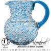 Jarra Bola Granizada Asa de Color Azul Aguamarina, Artesanías de Vidrio Soplado - Blown Glass Pitchar Jar Handmade
