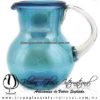 Jarra Bola Lustre y Color Sólido Azul Aguamarina, Asa Cristal, Artesanías de Vidrio Soplado - Blown Glass Pitchar Jar Handmande