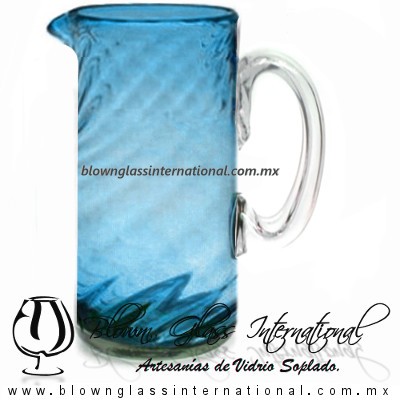 Jarra Cilíndrica Torneado Sólido de Color Azul Aguamarina, Artesanías de Vidrio Soplado - Blown Glass Pitchar jar Handmade Jarra Cilíndrica Torneado Sólido de Color Azul Aguamarina, Artesanías de Vidrio Soplado - Blown Glass Pitchar jar Handmade