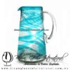 Jarra Lechera Borde e Hilo Jalado de Color Azul Aguamarina, Asa Cristal, Artesanías de Vidrio Soplado - Blown Glass Pitchar Jar of Milk Handmade Jarra Lechera Borde e Hilo Jalado de Color Azul Aguamarina, Asa Cristal, Artesanías de Vidrio Soplado - Blown Glass Pitchar Jar of Milk Handmade