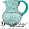Jarra Bola Granizada Asa de Color Azul Teal (Turquesa), Artesanías de Vidrio Soplado - Blown Glass Pitchar Jar Handmade