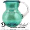 Jarra Bola Lustre y Color Sólido Azul Teal (Turquesa), Asa Cristal, Artesanías de Vidrio Soplado - Blown Glass Pitchar Jar Handmande