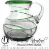 Jarra Bola Espiral Abierto Borde de Color Verde Jade, Artesanias de Vidrio Soplado - Blown Glass Pitchar Jar Handmade