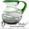 Jarra Bola Espiral Abierto Borde y Asa Verde Jade, Artesanías de Vidrio Soplado - Blown Glass Pitchar Jar Handmade