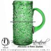 Jarra Cilíndrica Granizada y Asa de Color Verde Jade, Artesanías de Vidrio Soplado - Blown Glass Pitchar Jar Handmade