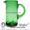 Jarra Cilíndrica Torneado Sólido y Asa de Color Verde Jade, Artesanías de Vidrio Soplado - Blown Glass Pitcher for Water Jar, Handmade