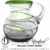 Jarra Bola Espiral Abierto Borde de Color Verde Lima, Artesanias de Vidrio Soplado - Blown Glass Pitchar Jar Handmade