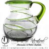 Jarra Bola Espiral Abierto Borde y Asa Verde Lima, Artesanías de Vidrio Soplado - Blown Glass Pitchar Jar Handmade