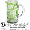 Jarra Cilíndrica Telaraña de color Verde Lima, Asa Cristal, Blown Glass Pitchar Jar Handmade