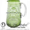 Jarra Lechera Borde y Espiral de Color Verde Lima, Asa Cristal, Artesanías de Vidrio Soplado - Blown Glass Pitchar Jar of milk Handmade