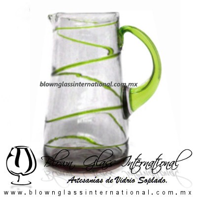 Jarra Lechera Espiral Abierto y Asa de Color Verde Lima, Artesanías de Vidrio Soplado - Blown Glass Pitchar Glass Of Milk Handmade Jarra Lechera Espiral Abierto y Asa de Color Verde Lima, Artesanías de Vidrio Soplado - Blown Glass Pitchar Glass Of Milk Handmade