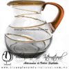 Jarra Bola Espiral Abierto Borde y Asa Ámbar, Artesanías de Vidrio Soplado - Blown Glass Pitchar Jar Handmade