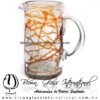 Jarra Cilíndrica Telaraña de color Ámbar, Asa Cristal, Blown Glass Pitchar Jar Handmade