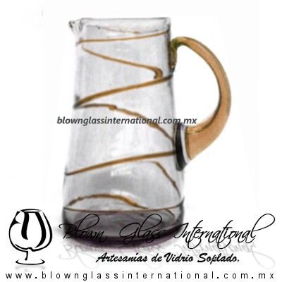 Jarra Lechera Espiral Abierto y Asa de Color Ámbar, Artesanías de Vidrio Soplado - Blown Glass Pitchar Glass Of Milk Handmade Jarra Lechera Espiral Abierto y Asa de Color Ámbar, Artesanías de Vidrio Soplado - Blown Glass Pitchar Glass Of Milk Handmade