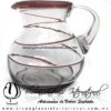 Jarra Bola Espiral Abierto Borde de Color Amatista, Artesanias de Vidrio Soplado - Blown Glass Pitchar Jar Handmade