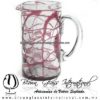 Jarra Cilíndrica Telaraña de color Amatista, Asa Cristal, Blown Glass Pitchar Jar Handmade