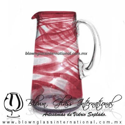 Jarra Lechera Borde e Hilo Jalado de Color Amatista, Asa Cristal, Artesanías de Vidrio Soplado - Blown Glass Pitchar Jar of Milk Handmade Jarra Lechera Borde e Hilo Jalado de Color Amatista, Asa Cristal, Artesanías de Vidrio Soplado - Blown Glass Pitchar Jar of Milk Handmade