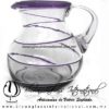 Jarra Bola Espiral Abierto Borde de Color Morado, Artesanias de Vidrio Soplado - Blown Glass Pitchar Jar Handmade
