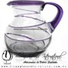 Jarra Bola Espiral Abierto Borde y Asa Morado, Artesanías de Vidrio Soplado - Blown Glass Pitchar Jar Handmade