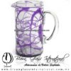 Jarra Cilíndrica Telaraña de color Morado, Asa Cristal, Blown Glass Pitchar Jar Handmade