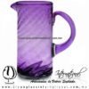 Jarra Cilíndrica Torneado Sólido y Asa de Color Morado, Artesanías de Vidrio Soplado - Blown Glass Pitcher for Water Jar, Handmade