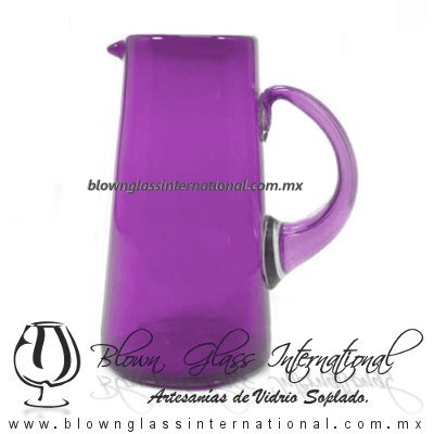 Jarra Lechera Sólido y Asa de Color Morado, Artesanías de Vidrio Soplado - Blown Glass Pitchar Jar of milk handmade