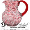 Jarra Bola Granizada Asa de Color Rojo, Artesanías de Vidrio Soplado - Blown Glass Pitchar Jar Handmade
