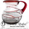 Jarra Bola Espiral Abierto Borde y Asa Rojo, Artesanías de Vidrio Soplado - Blown Glass Pitchar Jar Handmade