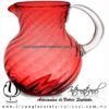 Jarra Bola Torneado Sólido de Color Rojo, Asa Cristal, Artesanías de Vidrio Soplado - Blown Glass Pitchar Jar Handmade