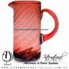 Jarra Cilíndrica Torneado Sólido y Asa de Color Rojo, Artesanías de Vidrio Soplado - Blown Glass Pitcher for Water Jar, Handmade