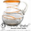 Jarra Bola Espiral Abierto Borde de Color Naranja, Artesanias de Vidrio Soplado - Blown Glass Pitchar Jar Handmade