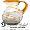 Jarra Bola Espiral Abierto Borde y Asa Naranja, Artesanías de Vidrio Soplado - Blown Glass Pitchar Jar Handmade