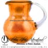 Jarra Bola Lustre y Color Sólido Naranja, Asa Cristal, Artesanías de Vidrio Soplado - Blown Glass Pitchar Jar Handmande