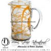 Jarra Cilíndrica Telaraña de color naranja, Asa Cristal, Blown Glass Pitchar Jar Handmade