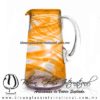 Jarra Lechera Borde e Hilo Jalado de Color Naranja, Asa Cristal, Artesanías de Vidrio Soplado - Blown Glass Pitchar Jar of Milk Handmade Jarra Lechera Borde e Hilo Jalado de Color Naranja, Asa Cristal, Artesanías de Vidrio Soplado - Blown Glass Pitchar Jar of Milk Handmade