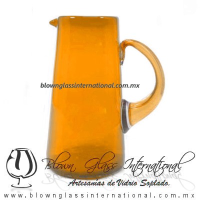 Jarra Lechera Sólido y Asa de Color Naranja, Artesanías de Vidrio Soplado - Blown Glass Pitchar Jar of milk handmade