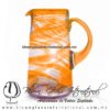 Jarra Lechera Borde e Hilo Jalado y Asa de Color Naranja, Artesanías de Vidrio Soplado - Blown Glass Pitchar jar of milk handmade Jarra Lechera Borde e Hilo Jalado y Asa de Color Naranja, Artesanías de Vidrio Soplado - Blown Glass Pitchar jar of milk handmade