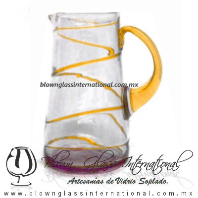 Jarra Lechera Espiral Abierto y Asa de Color Naranja, Artesanías de Vidrio Soplado - Blown Glass Pitchar Glass Of Milk Handmade Jarra Lechera Espiral Abierto y Asa de Color Naranja, Artesanías de Vidrio Soplado - Blown Glass Pitchar Glass Of Milk Handmade