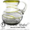 Jarra Bola Espiral Abierto Borde de Color Amarillo, Artesanias de Vidrio Soplado - Blown Glass Pitchar Jar Handmade