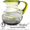 Jarra Bola Espiral Abierto Borde y Asa Amarillo, Artesanías de Vidrio Soplado - Blown Glass Pitchar Jar Handmade