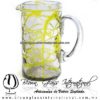 Jarra Cilíndrica Telaraña de color Amarillo, Asa Cristal, Blown Glass Pitchar Jar Handmade