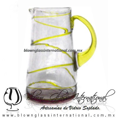 Jarra Lechera Espiral Abierto y Asa de Color Amarillo, Artesanías de Vidrio Soplado - Blown Glass Pitchar Glass Of Milk Handmade Jarra Lechera Espiral Abierto y Asa de Color Amarillo, Artesanías de Vidrio Soplado - Blown Glass Pitchar Glass Of Milk Handmade