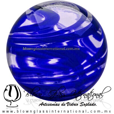 Esfera Hilo Jalado de color Azul Cobalto, Artesanías de Vidrio Soplado - Blown Glass Sphere Ball Handmade Esfera Hilo Jalado de color Azul Cobalto, Artesanías de Vidrio Soplado - Blown Glass Sphere Ball Handmade