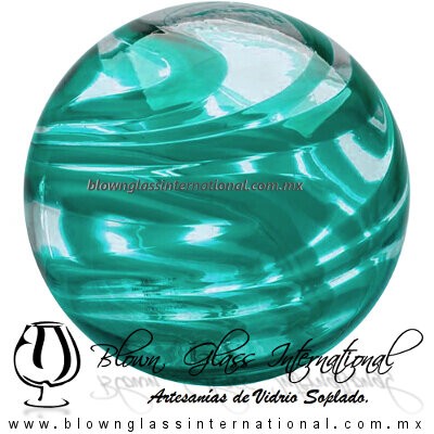 Esfera Hilo Jalado de color Azul Teal Turquesa, Artesanías de Vidrio Soplado - Blown Glass Sphere Ball Handmade Esfera Hilo Jalado de color Azul Teal Turquesa, Artesanías de Vidrio Soplado - Blown Glass Sphere Ball Handmade