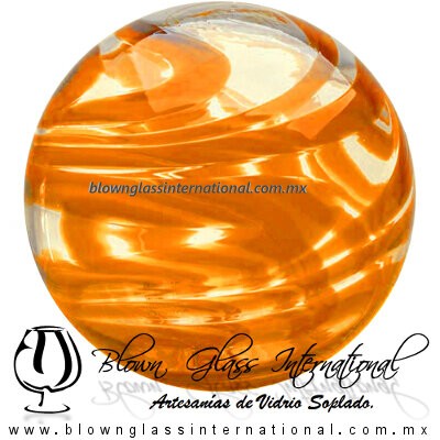 Esfera Hilo Jalado de color Naranja, Artesanías de Vidrio Soplado - Blown Glass Sphere Ball Handmade Esfera Hilo Jalado de color Naranja, Artesanías de Vidrio Soplado - Blown Glass Sphere Ball Handmade