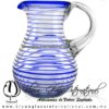 Jarra Pera Borde y Espiral de Color Azul Cobalto, Asa Cristal, Artesanías de Vidrio Soplado - Blown Glass Pitchar glass of water handmade