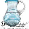 Jarra Pera Borde y Espiral de Color Azul Aguamarina, Asa Cristal, Artesanías de Vidrio Soplado - Blown Glass Pitchar glass of water handmade