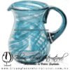Jarra Pera Borde e Hilo Jalado y Asa de Color Azul Aguamarina, Artesanías de Vidrio Soplado - Blown Glass Pitchar Jar of Water handmade