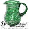 Jarra Pera Borde e Hilo Jalado y Asa de Color Verde Jade, Artesanías de Vidrio Soplado - Blown Glass Pitchar Jar of Water handmade